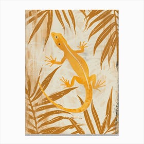 Lizard In The Leaves Block Print 2 Canvas Print