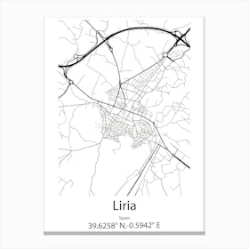 Liria,Spain Minimalist Map Canvas Print