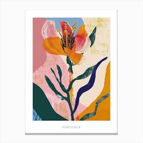 Colourful Flower Illustration Poster Portulaca 3 Canvas Print