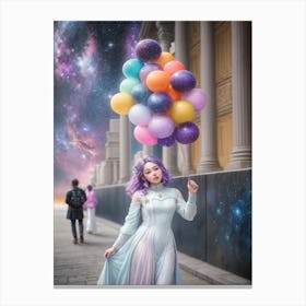 Girl With Balloons Canvas Print