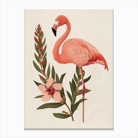 Chilean Flamingo Oleander Minimalist Illustration 3 Canvas Print