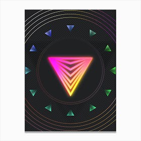 Neon Geometric Glyph in Pink and Yellow Circle Array on Black n.0107 Canvas Print