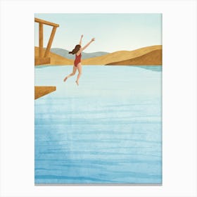 Girl Jumping Into The Water Canvas Print