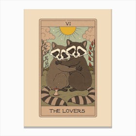 The Lovers   Raccoons Tarot Canvas Print