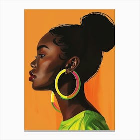 African Girl With Hoop Earrings 1 Canvas Print