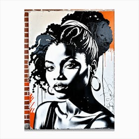 Vintage Graffiti Mural Of Beautiful Black Woman 45 Canvas Print