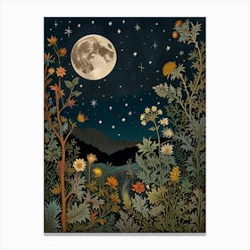 Moonlight In The Garden Style William Morris Art Print 1 Canvas Print