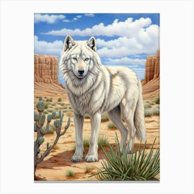 Tundra Wolf Desert Scenery 2 Canvas Print