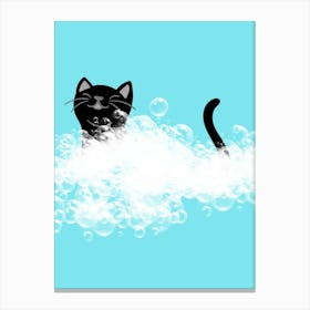 Cat In A Bubble Bath Canvas Print