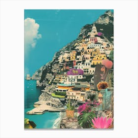 Amalfi Italy   Retro Collage Style 4 Canvas Print