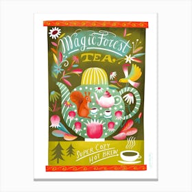 Magic Forest Cozy Squirrel Tea Canvas Print