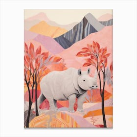 Pencil Crayon Inspired Rhino Canvas Print