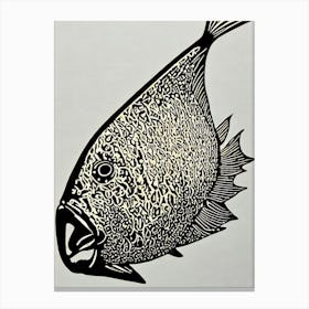 Anglerfish Linocut Canvas Print