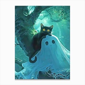 Ghost And Cat Canvas Print