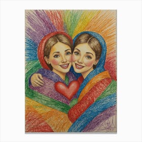 Two Women Hugging Canvas Print