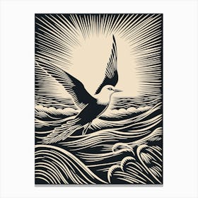 B&W Bird Linocut Common Tern 4 Canvas Print