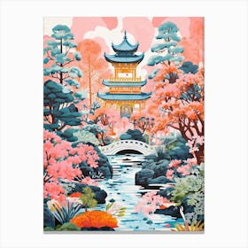 Yuyuan Gardens Abstract Riso Style 1 Canvas Print