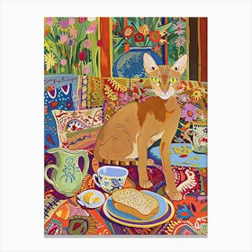 Tea Time With A Oriental Shorthair Cat 4 Canvas Print