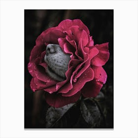 A Rose With A Dog's Nose. Surrealism Canvas Print