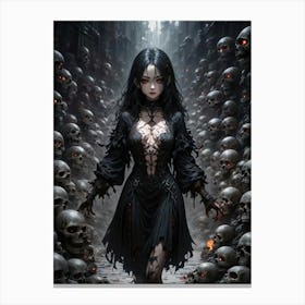 Sexy Scary witch poster with skulls #4 Canvas Print