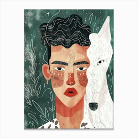 Wolf And Man 2 Canvas Print