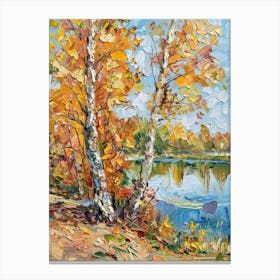 Birch Trees By The River 1 Canvas Print