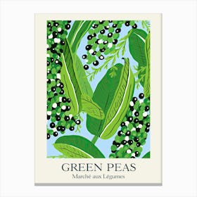 Marche Aux Legumes Green Peas Summer Illustration 2 Canvas Print