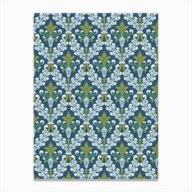 Enhanced Vintage Late Medieval Brocade Pattern Coquette Pastel Garden Canvas Print