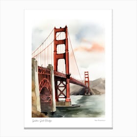 Golden Gate Bridge 2 Watercolour Travel Poster Canvas Print