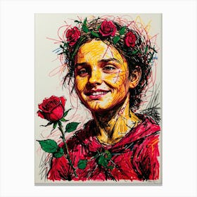 'A Girl With Roses' Canvas Print