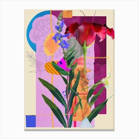 Canterbury Bells 2 Neon Flower Collage Canvas Print