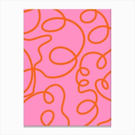 Pink And Orange Abstract Lines Brush Strokes Canvas Print