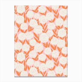 Blooming Abstract Allium Flowers White Orange Pastel Pink Canvas Print