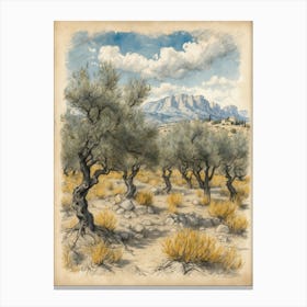Olive Trees In The Desert Canvas Print
