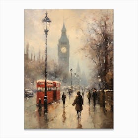 Vintage Winter Painting London England 2 Canvas Print