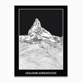 Geal Charn Alder Mountain Line Drawing 1 Poster Canvas Print