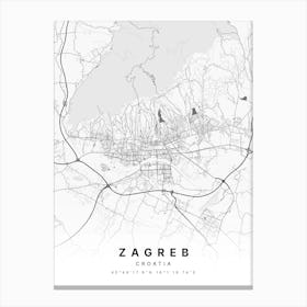 Zagreb Croatia White Map Canvas Print