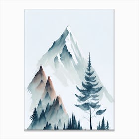 Mountain And Forest In Minimalist Watercolor Vertical Composition 177 Canvas Print