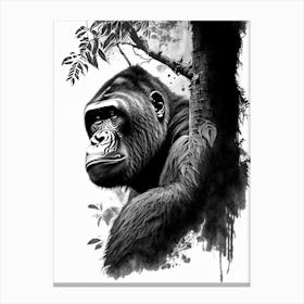 Gorilla In Tree Gorillas Graffiti Style 2 Canvas Print