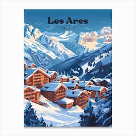 Les Arcs France Ski Town Digital Travel Illustration Canvas Print