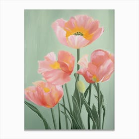 Bunch Of Tulips Flowers Acrylic Painting In Pastel Colours 10 Canvas Print