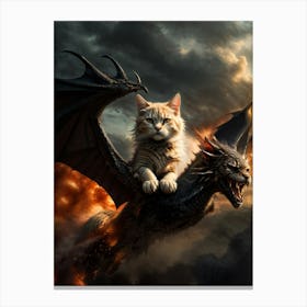 Cat On A Dragon Canvas Print