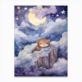 Baby Otter 1 Sleeping In The Clouds Canvas Print