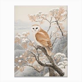 Winter Bird Painting Owl 3 Canvas Print