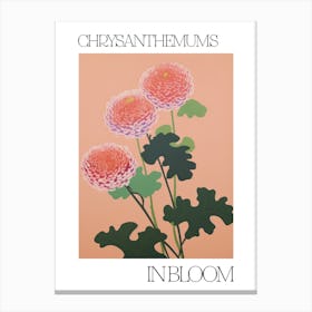 Chrysanthemums In Bloom Flowers Bold Illustration 1 Canvas Print