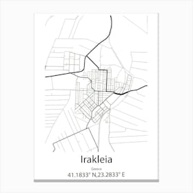 Irakleia,Greece Minimalist Map Canvas Print