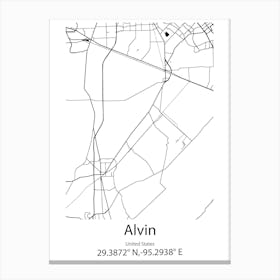 Alvin,United States Minimalist Map Canvas Print