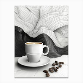 Coffee Cup With Coffee Beans 1 Canvas Print