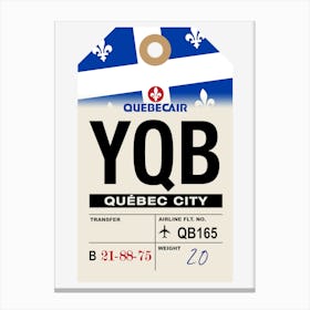 Quebec City (YQB) Canada Vintage Airline Luggage Tag Canvas Print