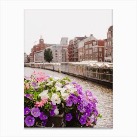 Flower Market In Amsterdam, Travel Canvas Print
